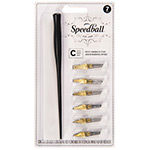 Speedball C - set van 6 penpunten + houder
