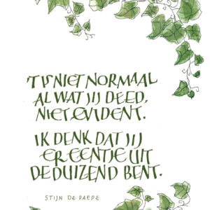 Kalligrafie - eentje uit de duizend - ontwerp Veerle Missiaen