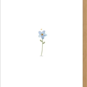 wenskaart blauw bloempje - Klein liefs